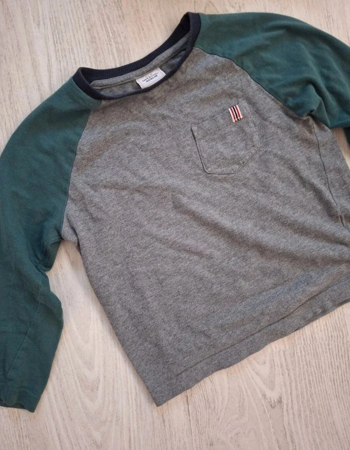 Lot/set of long-sleeve boys' t-shirts grey/green/navy blue Tape a l'oeil/Kiabi – 4 years – photo 6